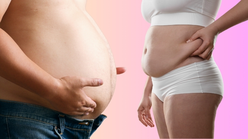 Image showing how hormonal imbalances affect body fat distribution in men and women