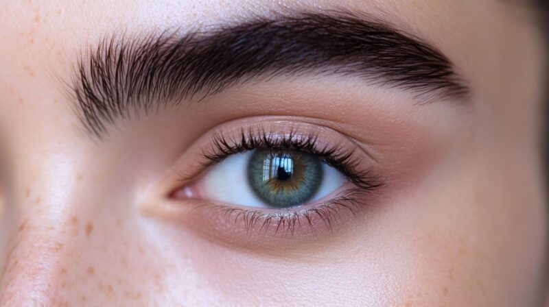 Close-up of a healthy eyebrow and eye, highlighting natural brow fullness