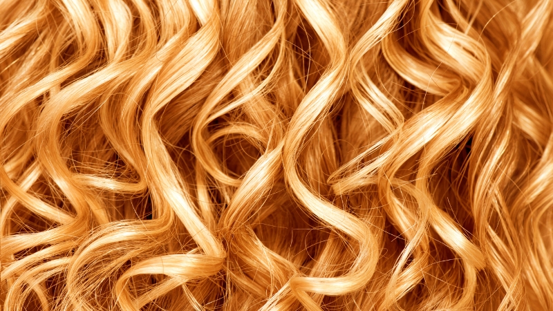 Close-up of healthy, defined curls that need careful post-perm care to stay soft and strong