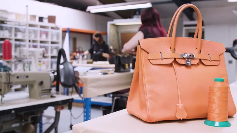 Luxury favorite bag placed in a repair workshop for professional restoration