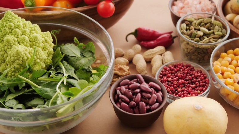 Fresh whole foods on a table, often used to support claims behind a viral diet trend